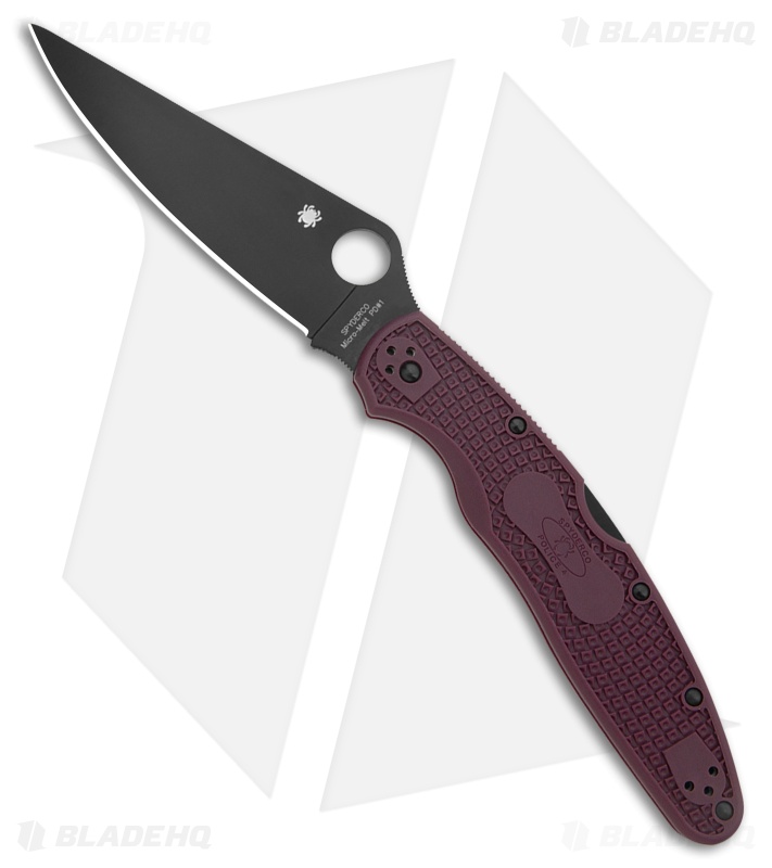 Spyderco Police 4 Lightweight Lockback Knife Burgundy FRN (4.3" Black PD#1)