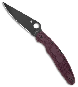 Spyderco Police 4 Lightweight Lockback Knife Burgundy FRN (4.3" Black PD#1)