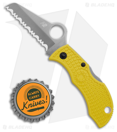 Spyderco Manbug Salt H2 Lightweight Knife Yellow (1.9" Satin Full Serr) MYLS