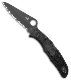 Spyderco Pacific Salt 2 Lockback Knife Black FRN (3.4" Black Serr) C91SBBK2 