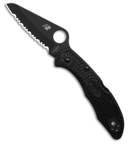 Spyderco Salt 2 H2 Lock Back Knife Black FRN (3" Black Full Serr) C88SBBK2