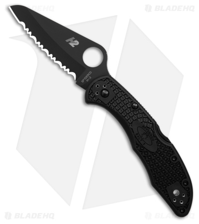 Spyderco Salt 2 H2 Lock Back Knife Black FRN (3" Black Full Serr) C88SBBK2