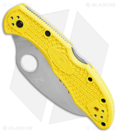 Spyderco Tasman Salt 2 Lock Back Knife Yellow (2.8" Satin Full Ser) C106SYL2