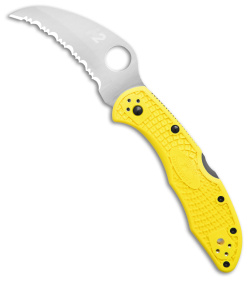 Spyderco Tasman Salt 2 Lock Back Knife Yellow (2.8" Satin Full Ser) C106SYL2