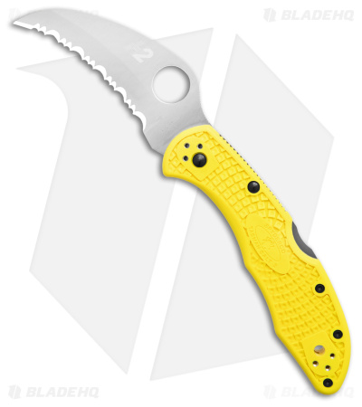 Spyderco Tasman Salt 2 Lock Back Knife Yellow (2.8" Satin Full Ser) C106SYL2