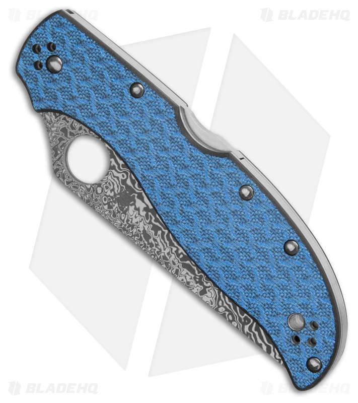 Spyderco Stretch 2 XL Lockback Knife Blue Nishijin Glass Fiber (4" Damascus)