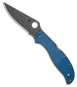 Spyderco Stretch 2 XL Lockback Knife Blue Nishijin Glass Fiber (4" Damascus)