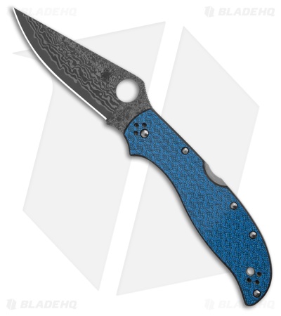 Spyderco Stretch 2 XL Lockback Knife Blue Nishijin Glass Fiber (4" Damascus)