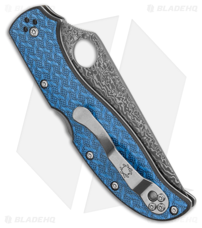 神代杉 2 Spyderco Stretch 2 XL Knife Blue Glass Fiber + Damascus