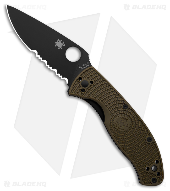 Spyderco Tenacious Lightweight Folding Knife OD Green FRN (3.4" Black Serr)