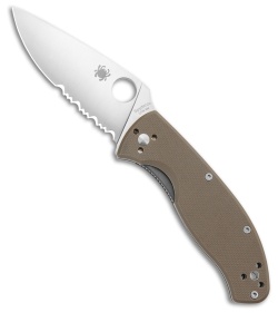 Spyderco Tenacious M4 Brown G-10 Knife (3.4" Satin Serr) C122GBNM4PS