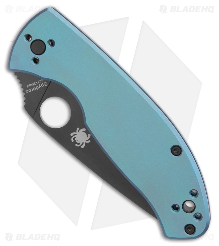 Spyderco Tenacious R.I.L. Frame Lock Knife Blue Titanium (3.4" Black)