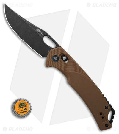 SRM Knives Ambi Lock Knife Tan G-10 (3.5" Black Stonewash) 9201-GW