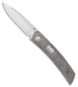 Jared Oeser F-22 Kickstop Flipper Knife Black Micarta Satin HW (3.4" Satin)