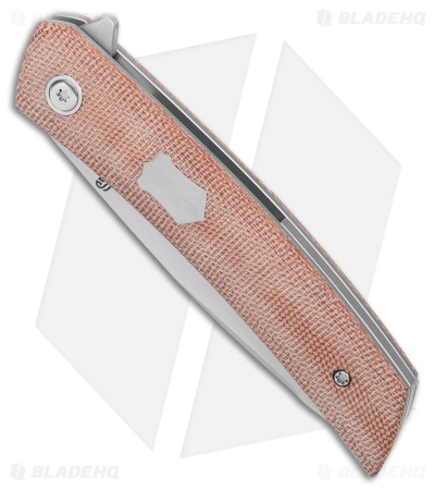 Jared Oeser F-22 Kickstop Flipper Knife Brown Micarta Satin HW (3.4" Satin)