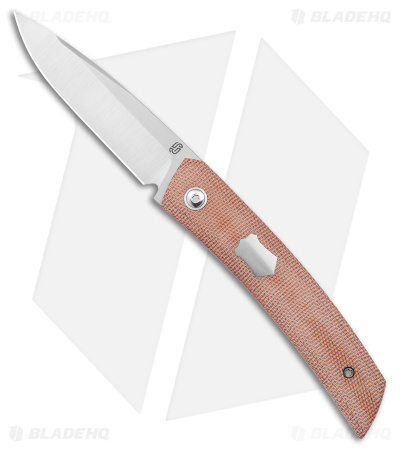 Jared Oeser F-22 Kickstop Flipper Knife Brown Micarta Satin HW (3.4" Satin)