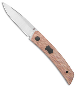 Jared Oeser F-22 Kickstop Flipper Knife Brown Micarta Black HW (3.4" Satin)