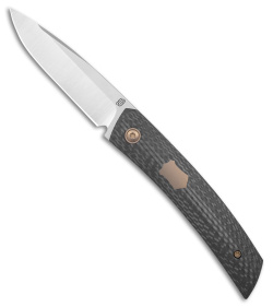 Jared Oeser F-22 Kickstop Flipper Knife Carbon Fiber Bronze HW (3.4" Satin)