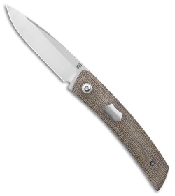 Jared Oeser F-22 Kickstop Flipper Knife Green Micarta Satin HW (3.4" Satin)