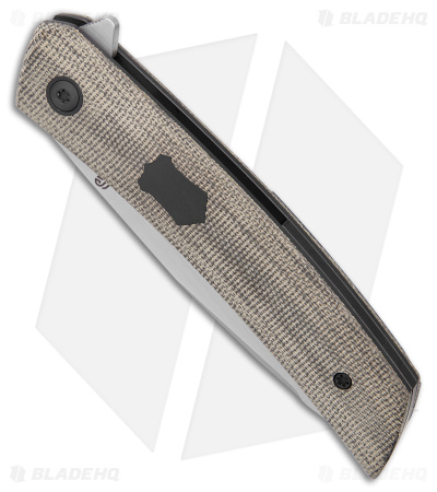 Jared Oeser F-22 Kickstop Flipper Knife Green Micarta Black HW (3.4" Satin)