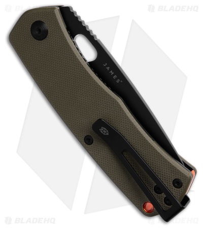 The James Brand The Folsom Liner Lock Knife OD Green G-10 (2.75" Black)