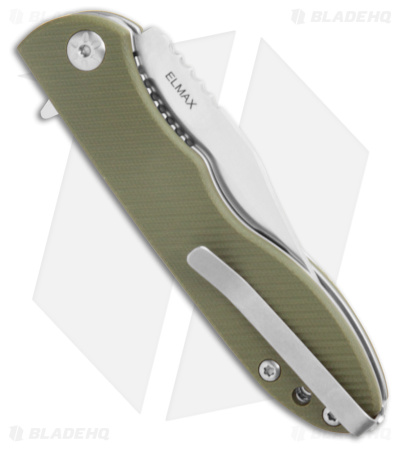 TOPS Knives Mini Scandi Folder MSFG-01 Flipper Knife Green G-10 (3.25" Satin)