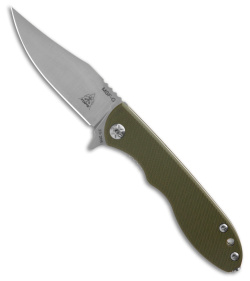 TOPS Knives Mini Scandi Folder MSFG-01 Flipper Knife Green G-10 (3.25" Satin)