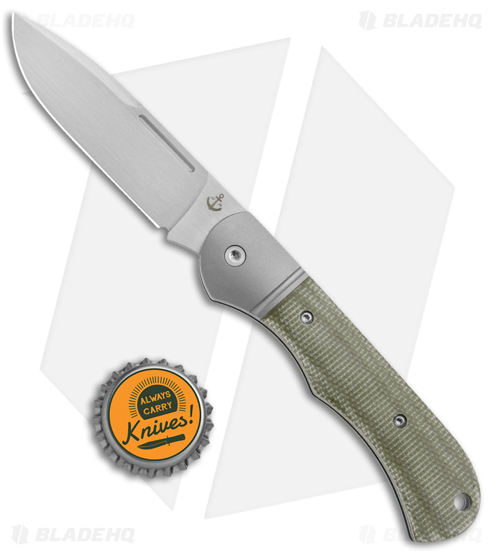 TuyaKnife Tortuga Slip Joint Knife Green Micarta (3.25" Satin)