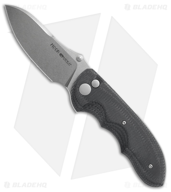 Viper Knives Moon TE MagnaCut Drop Point Button Lock Knife Black G-10 (3" SW)