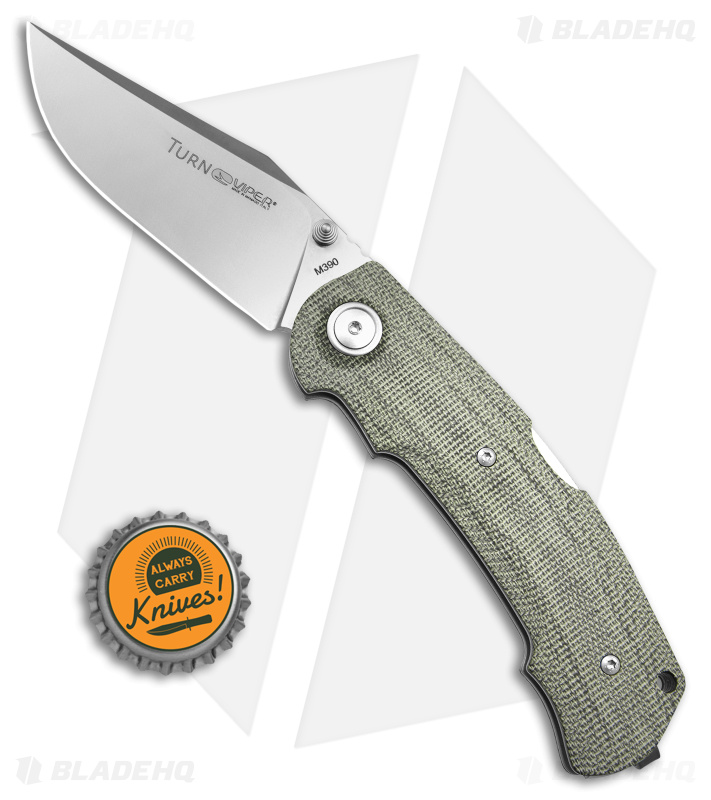 Viper Knives Turn Lockback Knife Green Canvas Micarta (3" Satin) V5988CG