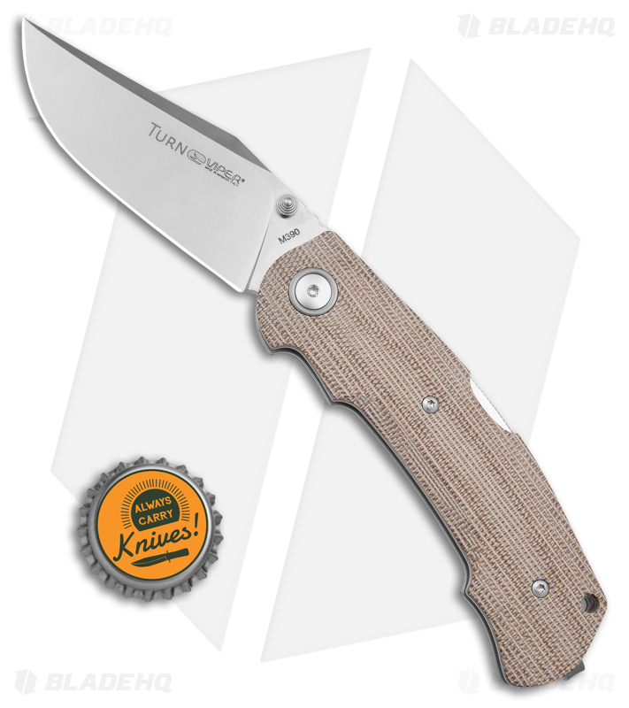 Viper Knives Turn Lockback Knife Natural Canvas Micarta (3" Satin) V5988CN