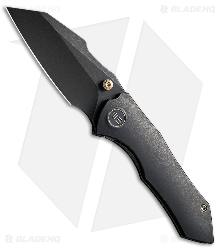 WE Knife Co. High-Fin Frame Lock Knife Black Titanium (3" Black SW) WE22005-1