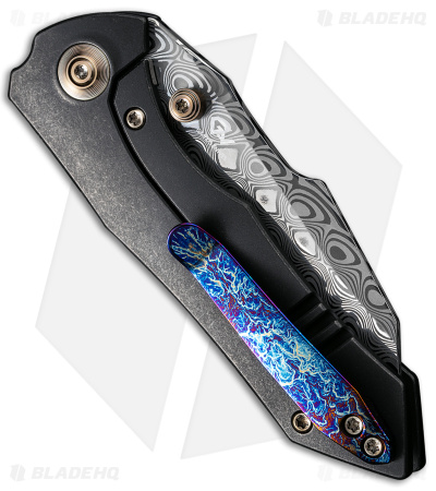 WE Knife Co. High-Fin Frame Lock Knife Black Titanium (3" Damascus) WE22005-DS1