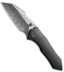 WE Knife Co. High-Fin Frame Lock Knife Black Titanium (3" Damascus) WE22005-DS1