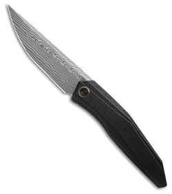 WE Knife Co. Cybernetic Knife Black SW Etched Titanium (3.91" Damasteel)