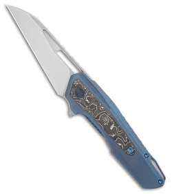 WE Knife Co. Falcaria Frame Lock Knife Blue Ti + Aluminum Foil CF (3.64" Satin)