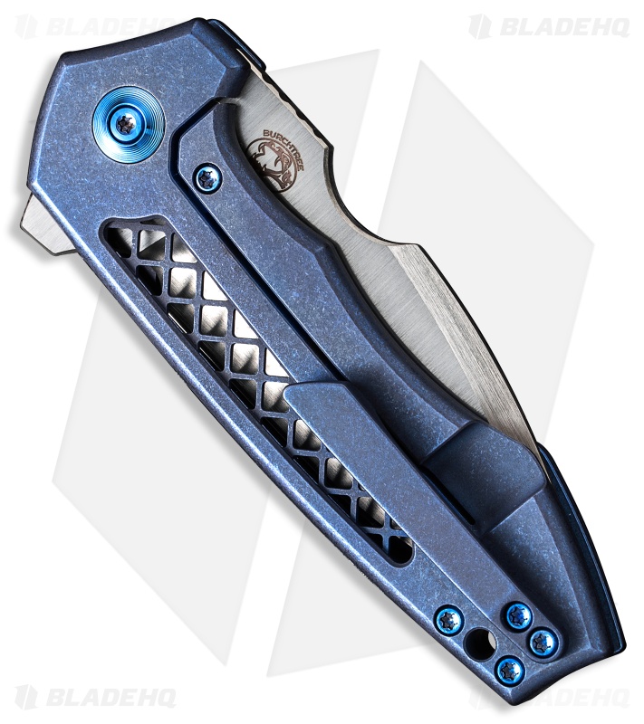 WE Knife Co. Michael Burch Harpen Frame Lock Knife Blue Titanium (3" Hand Satin)
