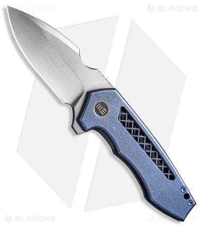 WE Knife Co. Michael Burch Harpen Frame Lock Knife Blue Titanium (3" Hand Satin)