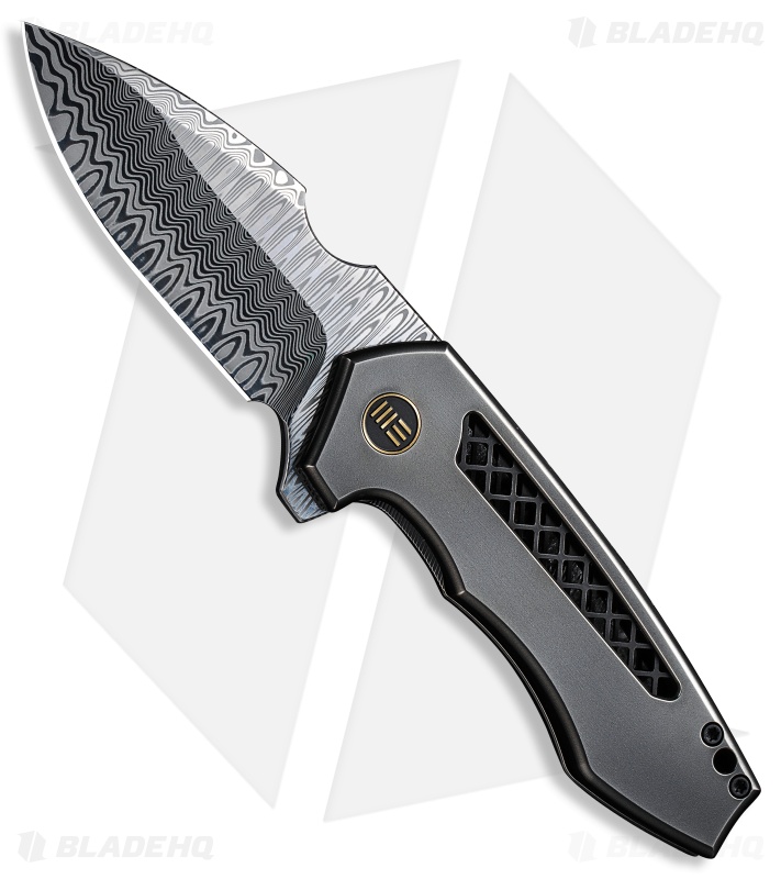 WE Knife Co. Michael Burch Harpen Frame Lock Knife Gray Ti (3" Damasteel)