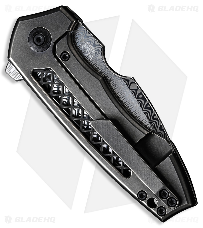 WE Knife Co. Michael Burch Harpen Frame Lock Knife Gray Ti (3" Damasteel)
