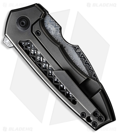 WE Knife Co. Michael Burch Harpen Frame Lock Knife Gray Ti (3" Damasteel)