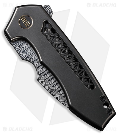 WE Knife Co. Michael Burch Harpen Frame Lock Knife Gray Ti (3" Damasteel)