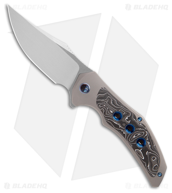 WE Knife Co. Magnetron CPM 20CV Gray/Blue Titanium CF (3.7" Satin)