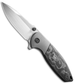 WE Knife Co. Nitro Mini Frame Lock Knife Gray Ti + CF (3.13" Satin) WE22015-1