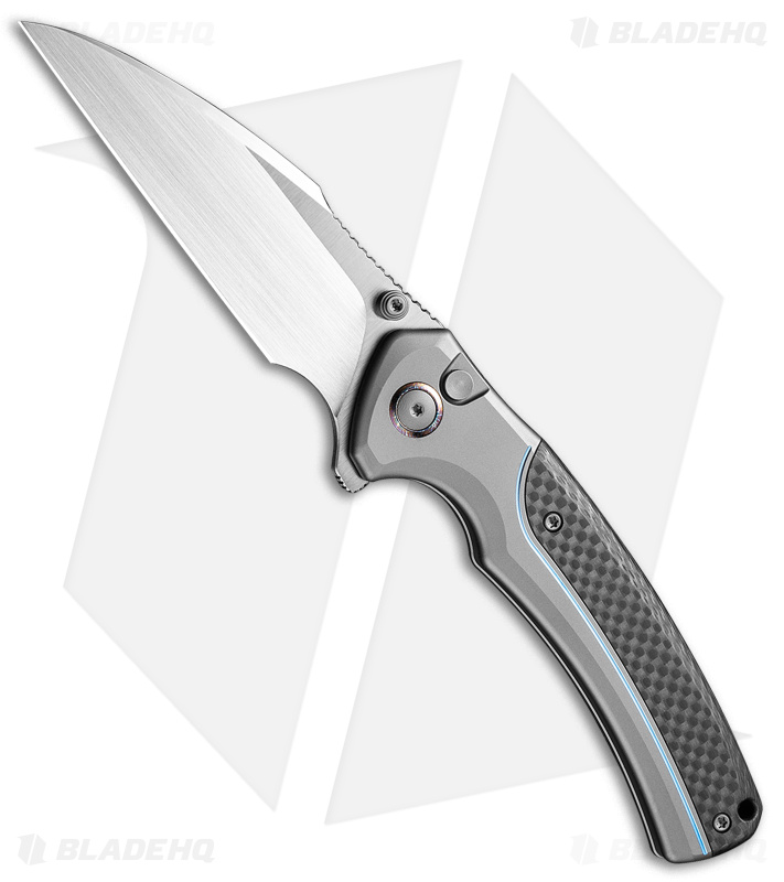 WE Knife Co. Ziffius Limited Edition Button Lock Knife Gray Ti + CF (3.7" Satin)