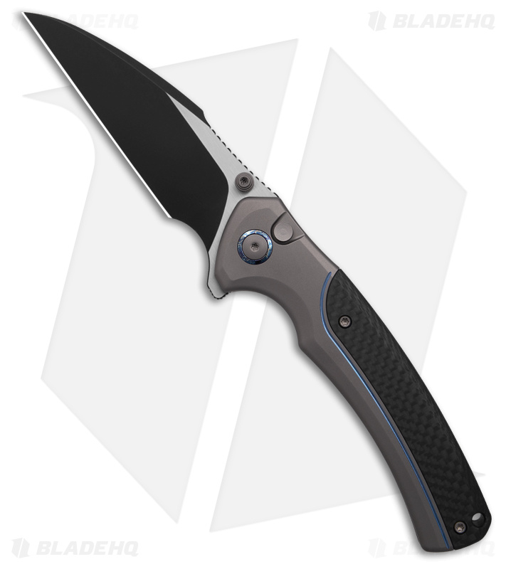 WE Knife Co. Ziffius Limited Edition Button Lock Knife Gray Ti + CF (3.7" Black)