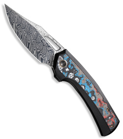 WE Knife Co. Nefaris Frame Lock Knife Black Ti/Nebula Fat CF (3.5" Damascus)