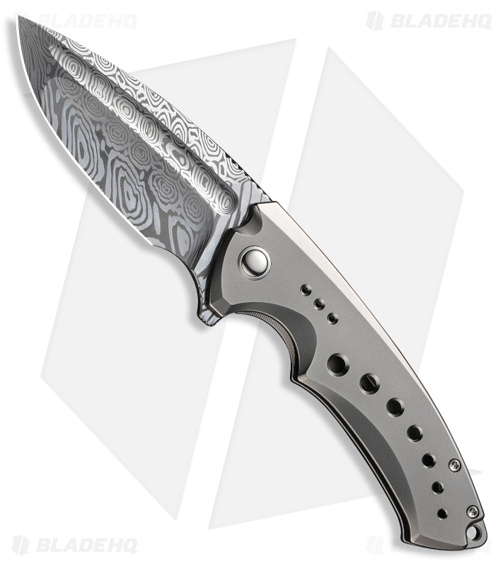 WE Knife Co. Nexusia Frame Lock Knife Gray BB Titanium (4" Damascus) WE22044-DS1