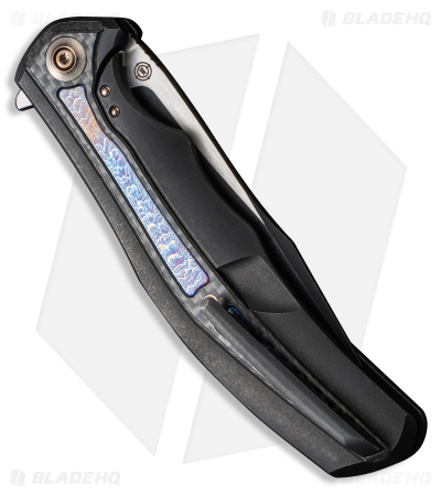 WE Knife Co. Zonda Frame Lock Knife Black Titanium Blue CF (4" Two-Tone)