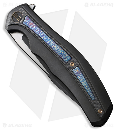 WE Knife Co. Zonda Frame Lock Knife Black Titanium Blue CF (4" Two-Tone)